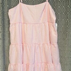 ARULA pink and white gingham dress